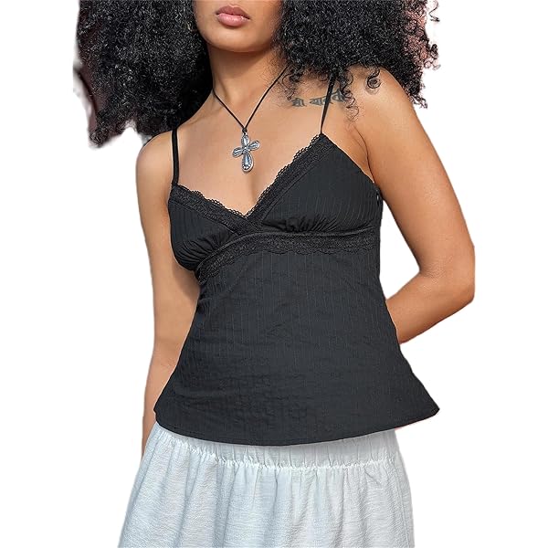 Women Y2k Fairy Grunge Camisole Spaghetti Strap Babydoll Tank Top